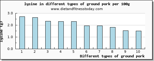 ground pork lysine per 100g